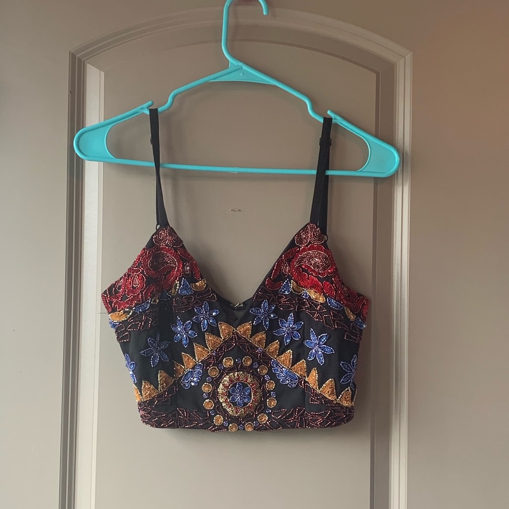 Nasty Gal Embellished Crop Tank Top